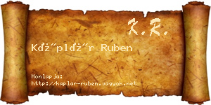 Káplár Ruben névjegykártya